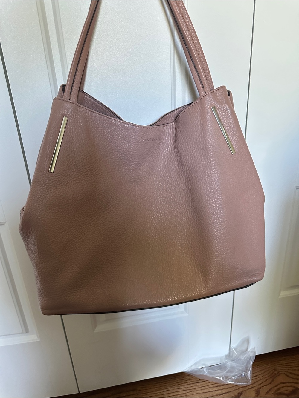 Vince Camuto Ike Dusty Rose Leather Structured Handbag, Preowned, perfect c